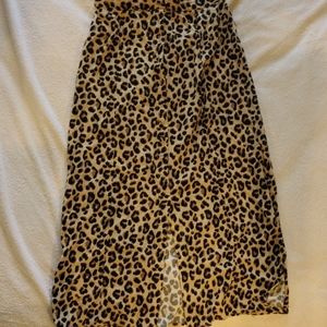 Button Up Leopard Print Midi Skirt